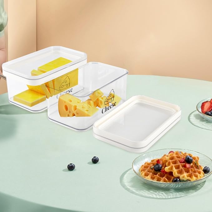 Cheese Container for Refrigerator 2 Pack,Shredded Cheese Storage Container With Lid,Bpa-Free Deli Meat Storage Containers,Cream Cheeses,Fridge Organizers and Storage for Slice Cheeses Holder