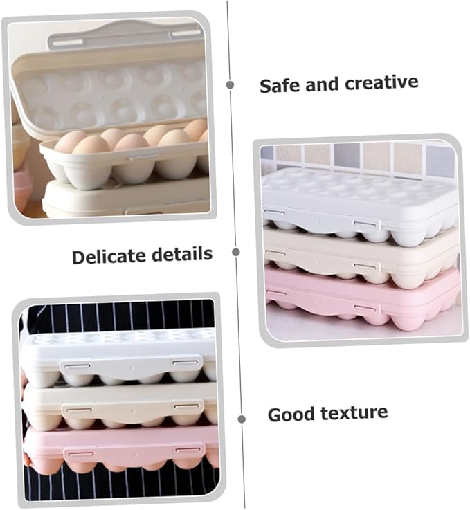 2pcs Refrigerator Egg Storage Bin Large Capacity Egg Holder for Fridge Thick Plastic Organizer with Stackable Design Convenient Kitchen and Dining Container