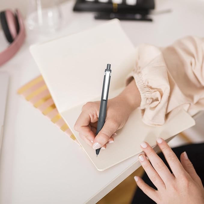 Linbsunne Gel Pens Black Ink Pens for Office 0.5mm Fine Point Pens Smooth Writing Retractable Work Pen (Metal clip-12 pcs)