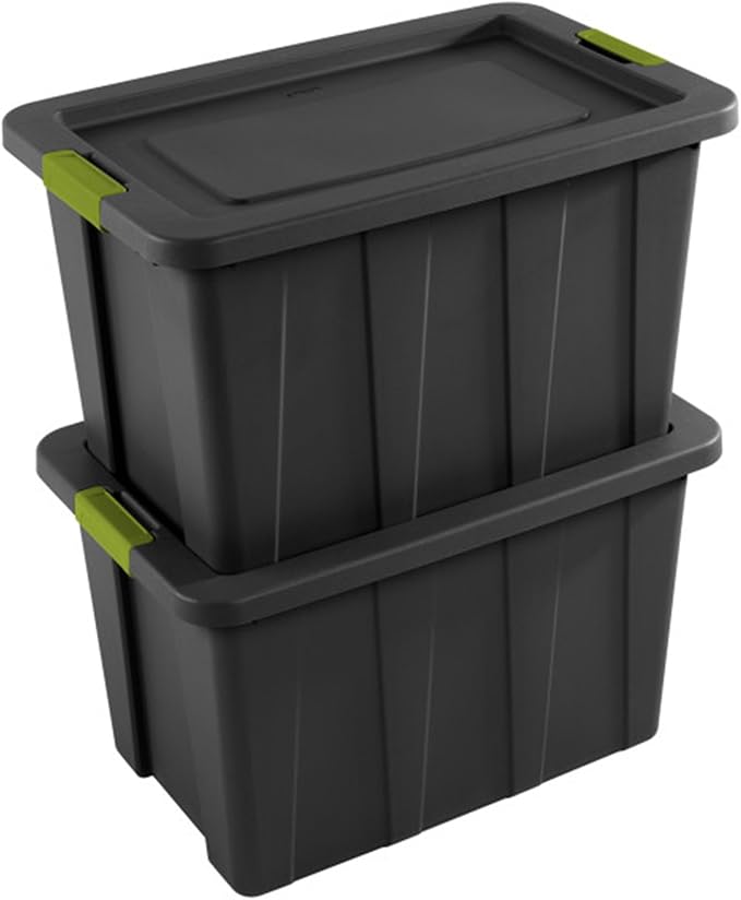 Sterilite 12-Pack Storage Bins with Lids, Heavy Duty Totes, Tuff1, 30 Gallon, Flat Gray