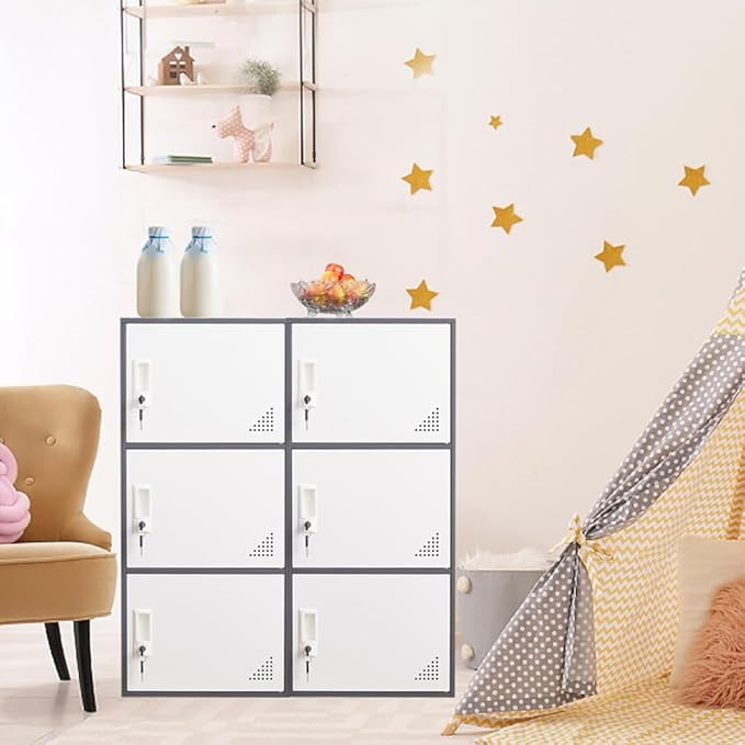 3 Door Metal Locker Steel Storage Cabinet, Office Storage Lockers for Employees, Vertical Metal Cabinets for Home,Office,School,Room Storage Organizer