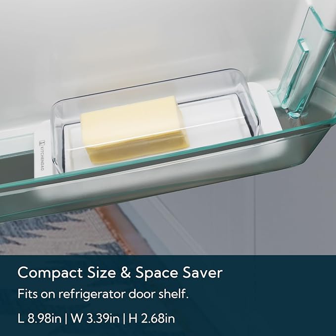 KITCHENDAO Airtight Butter Dish with Lid for Countertop and Refrigerator Door Shelf, Butter Keeper, Plastic Butter Holder Tray Container for West/East Coast Butter, White