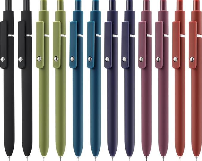 LINFANC Gel Pens, 12 Pcs 0.5mm Quick Dry Black Ink Pens Fine Point Smooth Writing Pens for Journaling Aesthetic Pens Retractable Gel Pens School Supplies Black Pens Gel Ink Pen Office Supplies