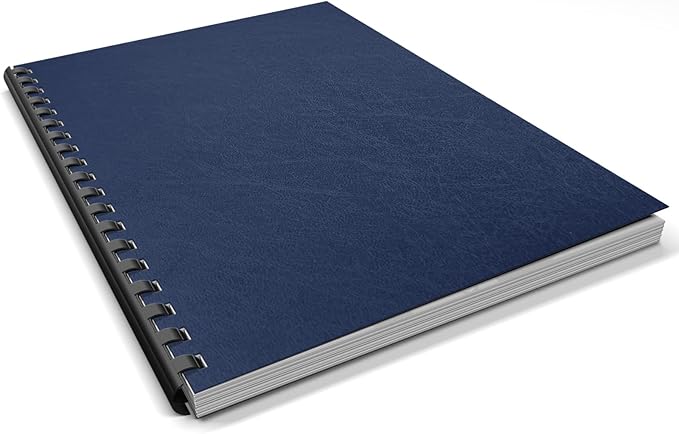 Binditek 50 Pack 16 Mil Leather-Textured Heavyduty Polycovers, Letter Size, Plastic Binding Presentation Back Covers, 8-1/2 x 11", Square Corners, Unpunched, Navy