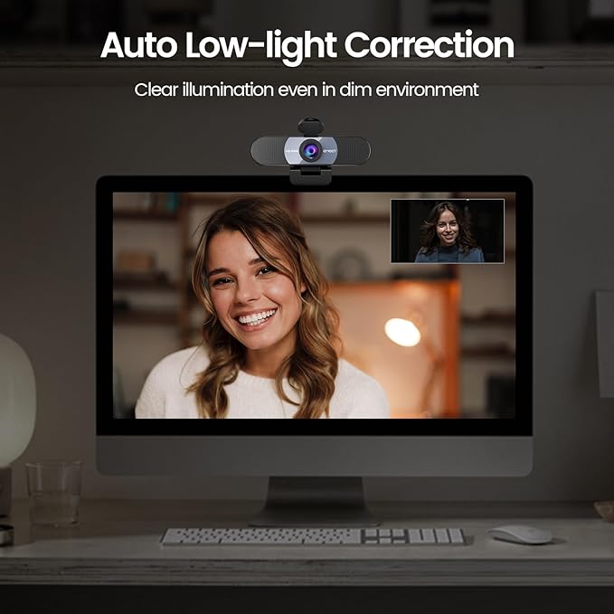 EMEET 1080P Webcam, C960 Web Camera with 2 Noise-Cancelling Microphones & Privacy Cover, 90° FOV Computer Camera, Plug & Play USB Webcam for Calls/Conference, Zoom/Skype/YouTube, Laptop/Desktop, Grey