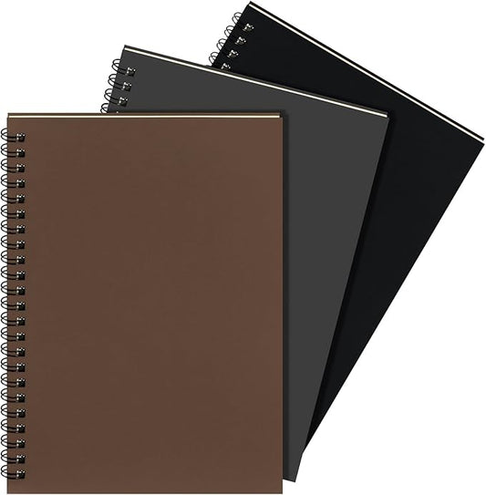 Yahenda 3 Pcs Spiral Notebook Bulk A5 Journal Lined 8.3'' x 5.5'' Writing Composition Paper Small Notepad Subject Notebook for Students Office Business Back to School Supplies (Dark Color)