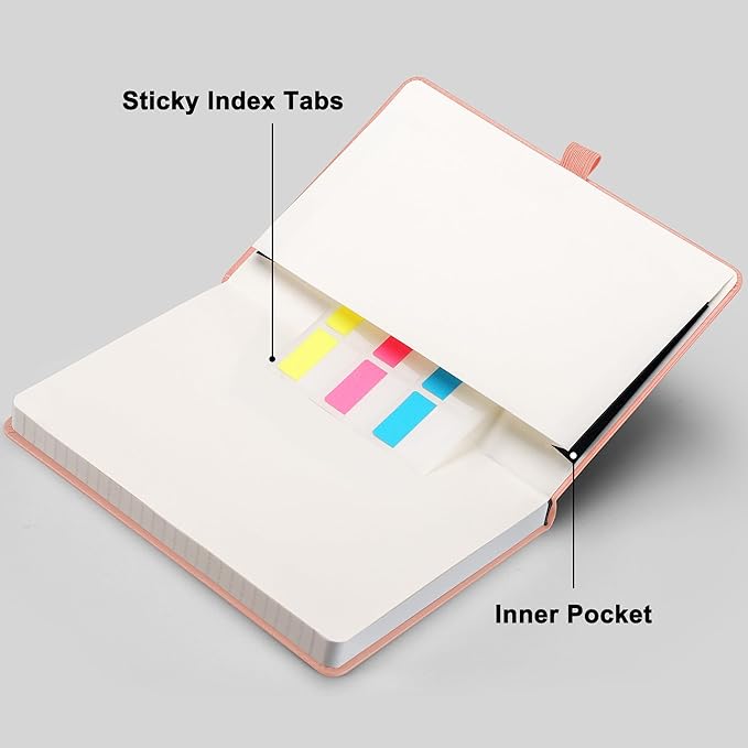 RETTACY Graph Grid Paper Notebook, 192 Pages, A5 Medium Size (5.7'' x 8.3''), 5 Squares per Inch, Leather Hardcover, 100 GSM Thick Paper, for School, Students, Math, Engineering (Rose Gold)