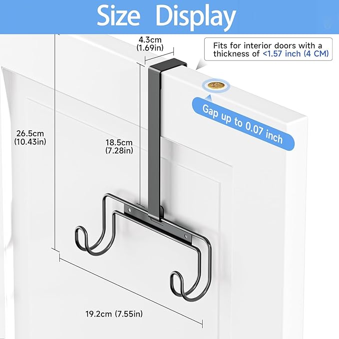 Ironing Board Hanger - Over-The-Door & Wall-Mounted Ironing Board Holder,Removable Hook,Durable Metal Organizer Rack for Y & T-Shaped Boards (Silver)