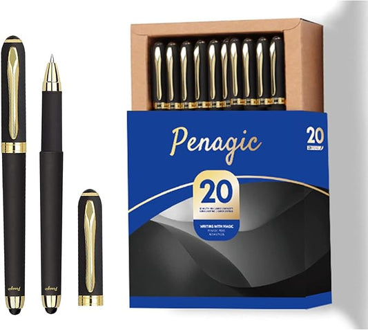 Pen with Stylus Tip, P-223B, Gel Pens Fine Point [0.7mm] Black Ink, Roller Ballpoint Pens Matt Design, Stationery Pens for School Office Supplies