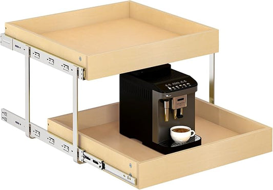 WelFurGeer 2-Tier Pull Out Cabinet Organizer with Soft Close Slides, Pull Out Drawers for Cabinets, Heavy-Duty Slide Out Drawers for Kitchen Cabinets, Under Sink, Pantry & Bathroom