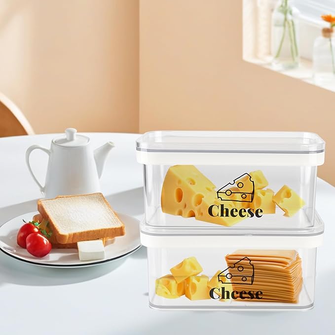 Cheese Container for Refrigerator 2 Pack,Shredded Cheese Storage Container With Lid,Bpa-Free Deli Meat Storage Containers,Cream Cheeses,Fridge Organizers and Storage for Slice Cheeses Holder