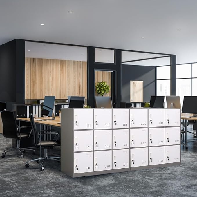 Metal Locker 9 Door Storage Cabinet, Steel Storage Lockers for Employees, Lockable Metal Cabinet with Lock and Ventilation, Office School Gym Storage Organizer