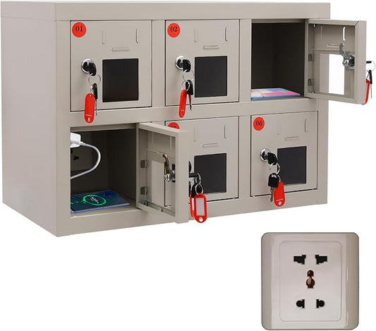 6 Slot Cellphone Charging Station Cell Phone Locker Cellphone Storage Cabinet, for Office Classroom