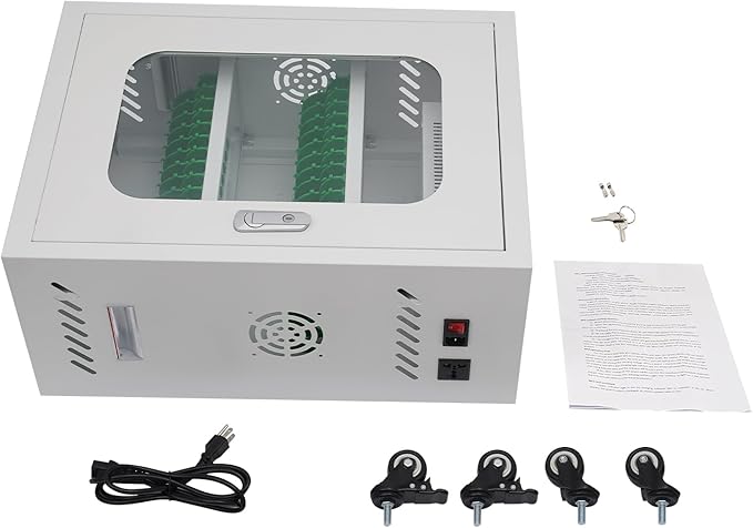 Cell Phone Charging Stations 30 Device Mobile Storage Cart with Wheels & Lock, Rechargeable Mobile Phones Charging Cabinet, Secure Phone Cabinet, for Classroom Office