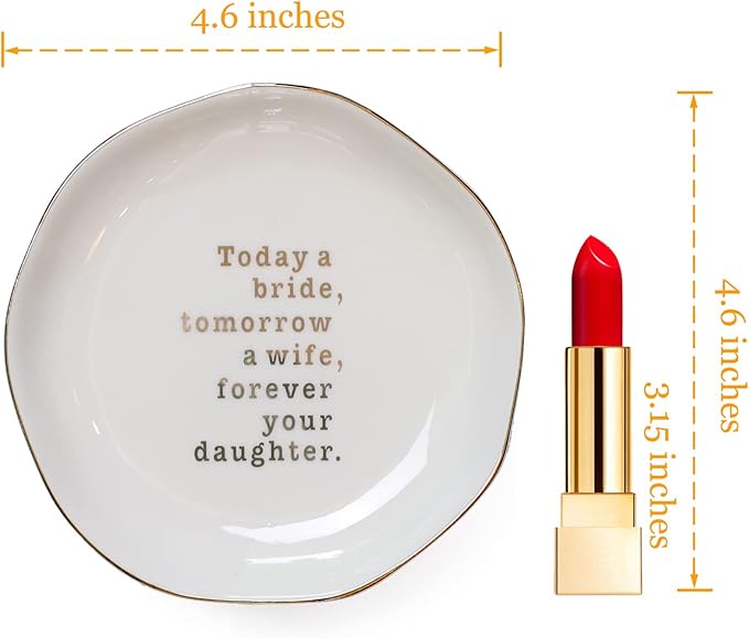 Mother of Bride Ring Dish,Weeding Gifts for Mom from Daughter-Jewelry Dish Tray-Ceramic White
