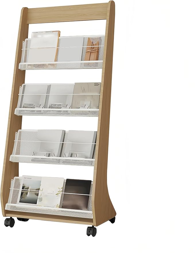 Brochure Display Rack,4 Layer Floor-Standing Magazine Rack,Literature Newspaper Catalog Display Holder With,Book Display Rack for Exhibitions, Shopping Malls, Hospitals, Offices,Family