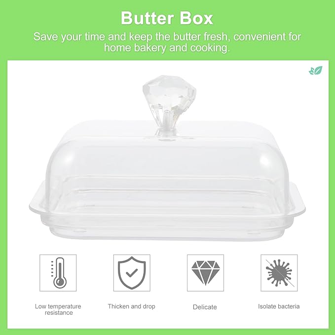 IMIKEYA Practical Butter Holder with Lid for Home and Restaurant Covered Butter Box Keeps Freshness Safe Food Storage Container Desserts Snacks Easy to Clean Small