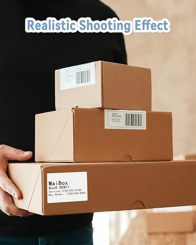 Phomemo 4"x3" Thermal Labels Roll for Small Business Supplies - Commercial Grade Logo Stickers for Business Customized - Waterproof Shipping Labels for Thermal Label Printer - 500 PCS Label Stickers