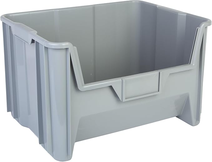 Hudson Exchange 20" x 15" x 12.5" (54 Pack) Plastic Giant Stackable Hopper Bin Container, Gray
