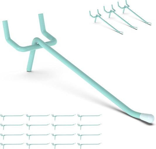 HUHOLE Pegboard Hooks 4 Inch 50PC, Blue Peg Board Hooks, Fit 1/4" or 1/8" Pegboard, Ideal Peg Board Organizer Accessories for Garage Tool Organization, Wall Storage (Blue, 4 Inch)