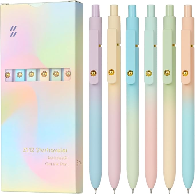 Ddaowanx Gel Pens,0.7mm Quick Dry Black Ink,Fine Point Smooth Writing Pen,Aesthetics Office School Supplies,Gifts for Women,Teen Girl Gifts Trendy Stuff (6 Pcs Gradient, Black)
