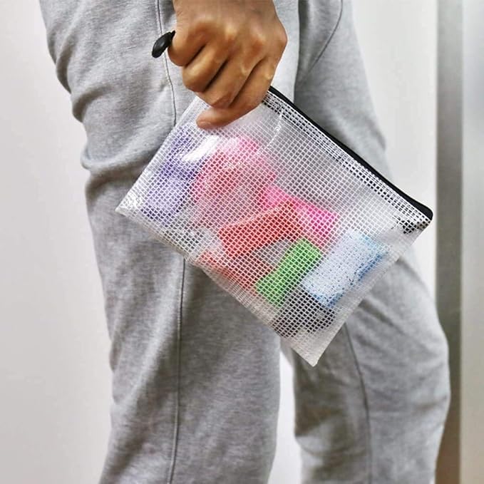 Oaimyy-18 Pcs, Large Mesh Zipper Pouch Document Folders Bag Plastic Zip File Folders for Office Supplies,Travel,Puzzles Games Organizing Storage,Classroom Board Game Organization (9 * 12, inches)
