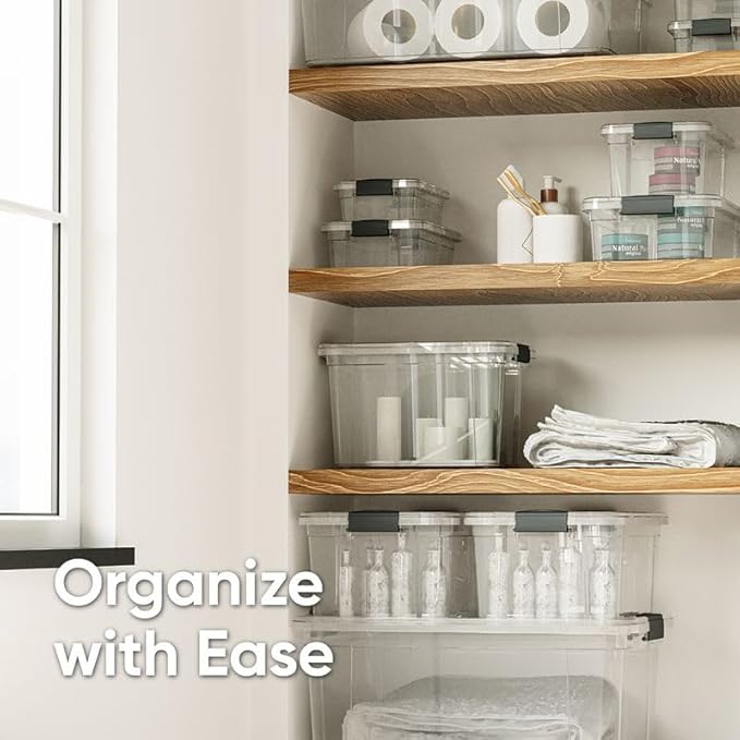 Superio Clear Storage Boxes with Lids, 3.5 Quart Plastic Container Bins for Organizing, Stackable Crates, BPA Free, Non Toxic, Odor Free, Organizers for Home, Office and Dorm, 6 Pack