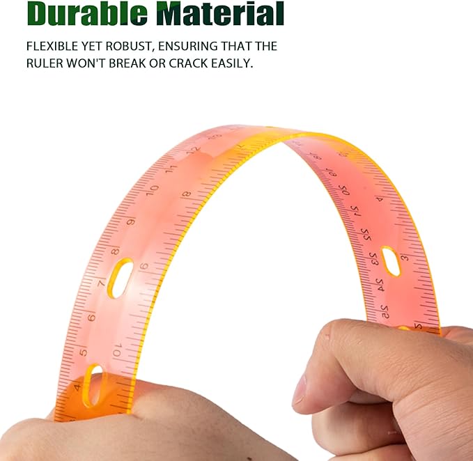 28 Pack Plastic Ruler 12 Inch Transparent Rulers - Metric Bulk for Kids School Office Classroom, Orange