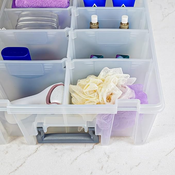 Best Kept Super Satchel Double Deep Compartment Box - Art Storage with 8 Removable Compartments | Smart Closure for Craft Supplies, Home & Office Improvement