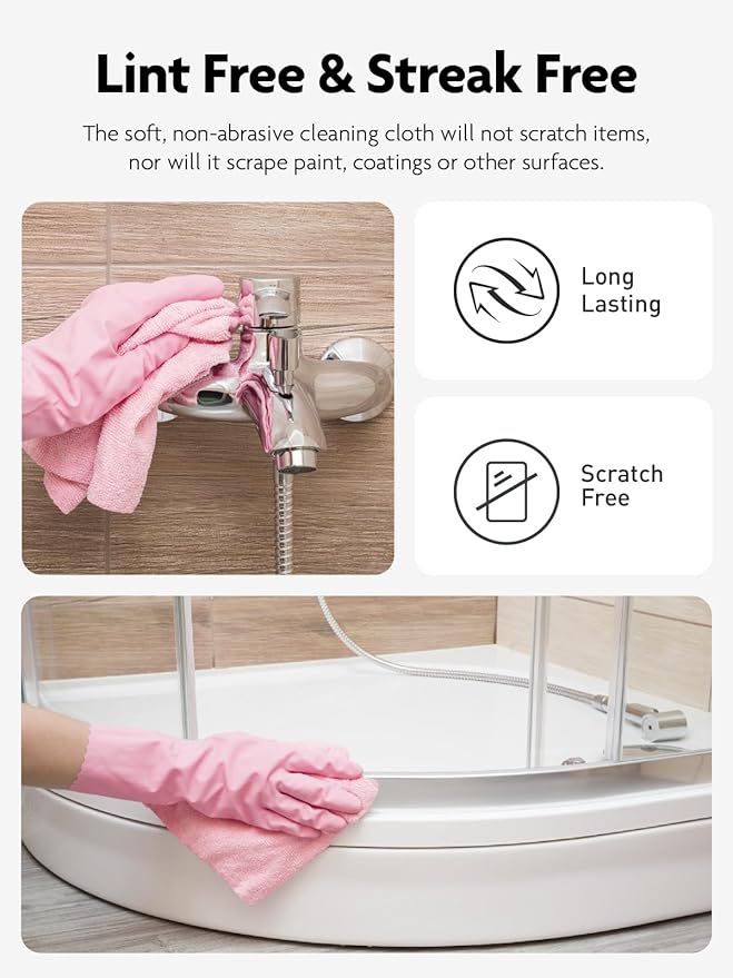 Fantasticlean Microfiber Cleaning Cloth Roll -40 Pack, Tear Away Microfiber Towels, 12" x 12", Reusable, Washable, Scratch Free, Ultra Absorbent Dish Rags for Car, Home, Garage or Shop (Pink)