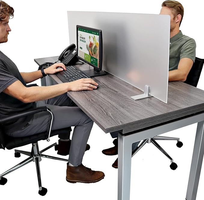 OBEX Acrylic Free Standing Screen, Divider for Desk Privacy Home & Office Partitions for Table Top Workstation, Portable Cubicle Panel for Work, 18" x 36", Frosted