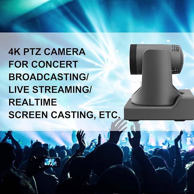NDI PTZ Camera,4K 20X Optical Camera with IP Live Streaming with Simultaneous 3G-SDI and USB Video Output and Auto-Tracking/Zoom Video/POE/4K Full UHD for Conferences, Church, Teaching