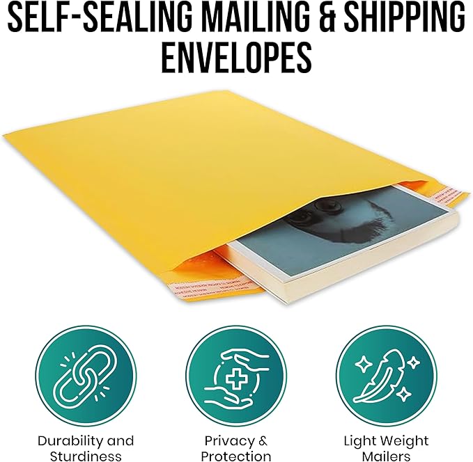 Levex - #00 5" x 10 [50 Pack) Kraft Bubble Mailers, Padded Envelope Mailers, Packing Envelope & Mailing Bags for Shipping