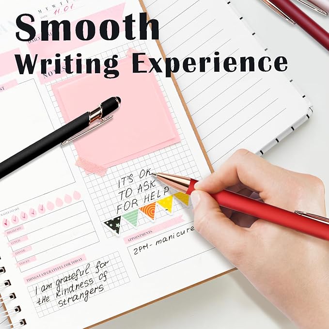 Custom Pens in Bulk with Multiple Colors Options,Engraved Double-Sided Personalized Pens with Design Text, Logo&Touch Stylus,Fine Point Smooth Writing, Ideal for Corporate, Students & Gifts