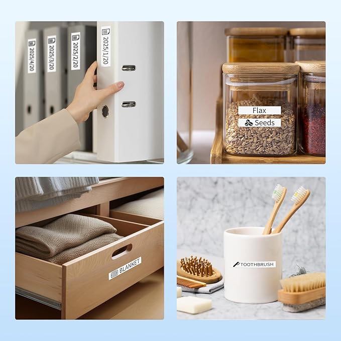 TZe-211 Compatible with Brother P Touch Label Tape 6mm 0.23 Inch Laminated Black on White 1/4 Inch TZe211 TZ-211 for Brother Label Maker PT-D220 PT-D210 PT-H110 PT-D400, 4 Pack