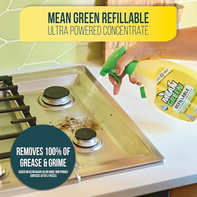 Mean Green Refillable Ultra Powered CONCENTRATE Multi-Purpose Cleaner, Citrus & Green Tea, 14.3 Ounce, 6 Pack