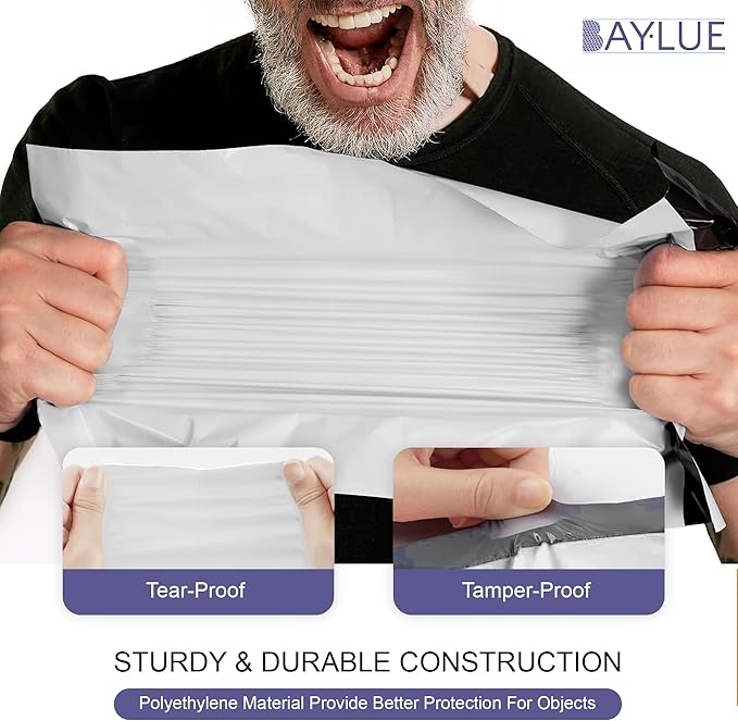 White Large Poly Mailers 19x24 Inch | Strong Adhesive Self-Seal Mailer Bags | Tear, Tamper, Water Resistant Shipping Envelopes | Thick Strong polymailer Bags XL Clothing Shipping Bags | 100 Pcs Bulk