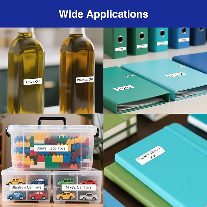 SUPVAN E11 Bluetooth Label Maker Machine with Tape, Support Keyboard & App with 40 Fonts and 450+ Icons, Rechargeable Inkless Labeler for Home, Kitchen, Office, School, Organization, Black