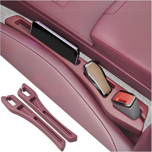 2PCS Car Seat Gap Filler Organizer,2 in 1 Car Gap Filler with Fill and Storage Function for Storing Phones Keys Cards,Universal Multifunctional No Drop Seat Guard for Cars (Red)