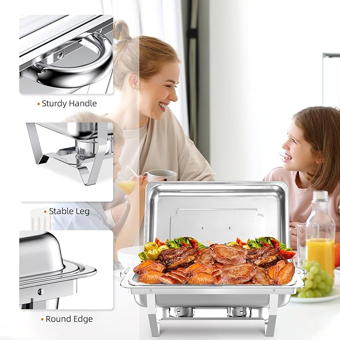 Chafing Dish Buffet Set, 8QT Stainless Steel Chafing Dishes for Buffet, Full Pan Chafing Dish, Buffet Servers and Warmers for Party, Wedding,Catering (7 PACK)