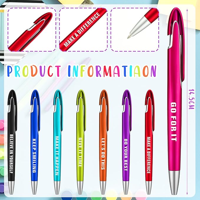 Lincia 100 Pcs Inspirational Ballpoint Pens Bulk Retractable Medium Point Pens with Black Ink Inspiration Thank You Gifts for Teacher, Back to School, Christmas