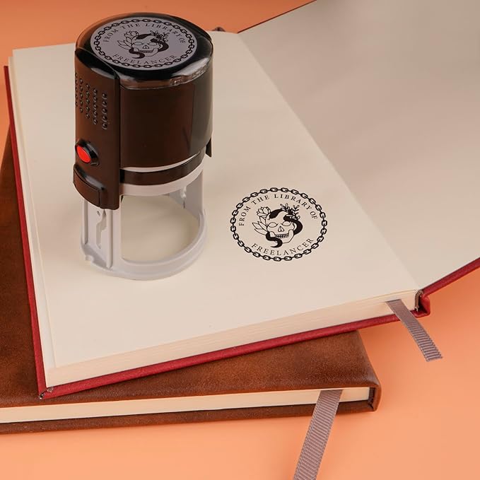 Custom Ink Stamp | Personalized Self Inking Stamp Gifts for Book Lovers, Readers, Teachers | 5 Ink Colors (Design-03)