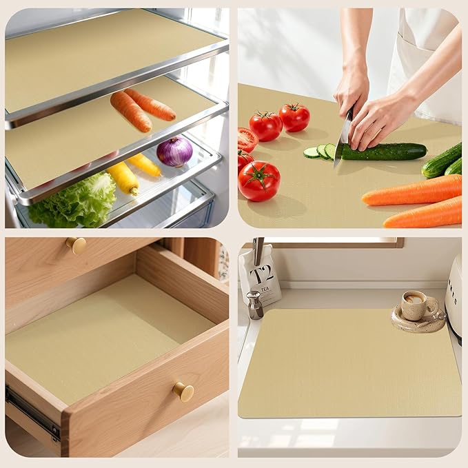 Shelf Liners for Kitchen Cabinets 12in x 20FT, Non Adhesive Drawer Liner Pure Beige Thickened Shelf Liner Non-Slip Easy to Clean for Tool Box Refrigerator with Knife and Tape Measure
