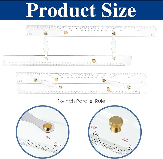 3 Pcs Basic Navigation Set, Include 16 Inch Marine Parallel Ruler with Clear Scales Navigation Divider Marine Nautical Protractor 6 Inch Marine Fixed Points Divider for Boat