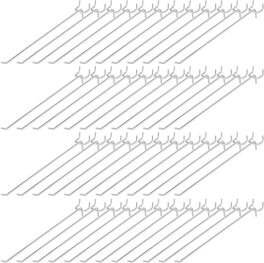 Funrous 100 Pack Peg Board Hooks Stainless Steel Pegboard Hooks Shelving Display Hanging Peg Board Holders for 1/8 and 1/4 Garage Storage Tools Organizer(10 inch)