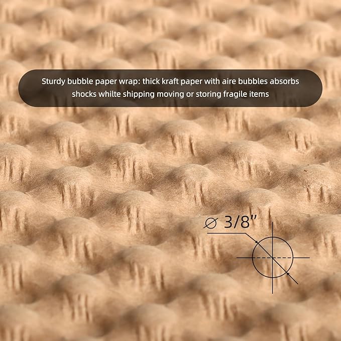 Bubble Paper Wrap 245ft*12in Packing Paper Sheets Durable Kraft Packing Paper for Moving Shipping and Storing Delicate Items Eco Friendly Packing Paper Alternative Paper Filler for Moving Boxes（Brown）