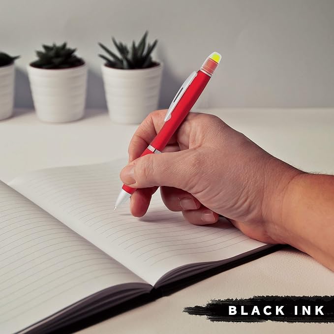 DISCOUNT PROMOS 10 Marathon Gel Highlighter Pens Pack - Twist Mechanism, Ballpoint - Red