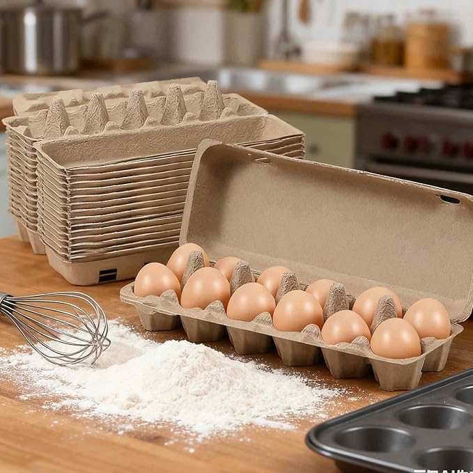 15 Pack Egg Cartons Cheap Bulk, 12 Count Egg Storage Containers Holder, Sturdy Natural Pulp Material Perfect for Storing Extra Eggs