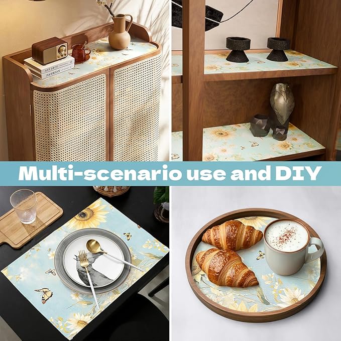 Shelf Liner for Kitchen Cabinets Non Adhesive Drawer Liner,Cabinet Liner for Shelves,Non Slip Kitchen Drawer Liners for Dresser,Waterproof Shelf Paper for Refrigerator,Cupboard,12In x 10FT