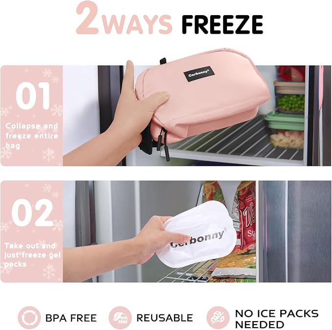 Small Cooler Bag Freezable Lunch Bag for Work School Travel,Leak-proof Small Lunch Bag,Small Insulated Bag For Kids/Adults,Freezer Lunch Bags,Freezable Snack Bag,Mini Lunch Bag 9.8x5.5x4 inches